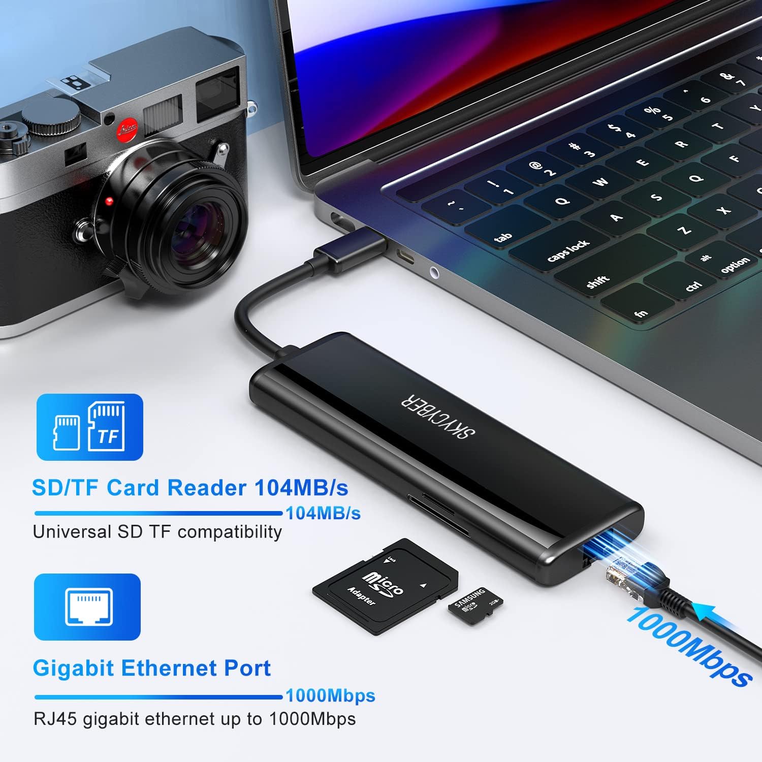 USB C Laptop Docking Station for Dual 4K Monitors or Single 8K Output, 8 in 1 USB C Hub with HDMI PD, Ethernet