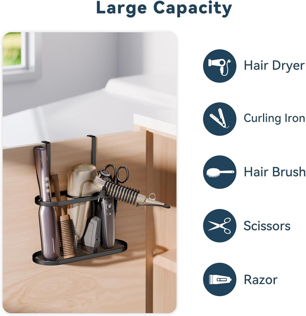 3-in-1 Hair Tool Organizer Holder for Dryer, Straightener & Curling Iron - Multi-Placement Design Mounts on Cabinet