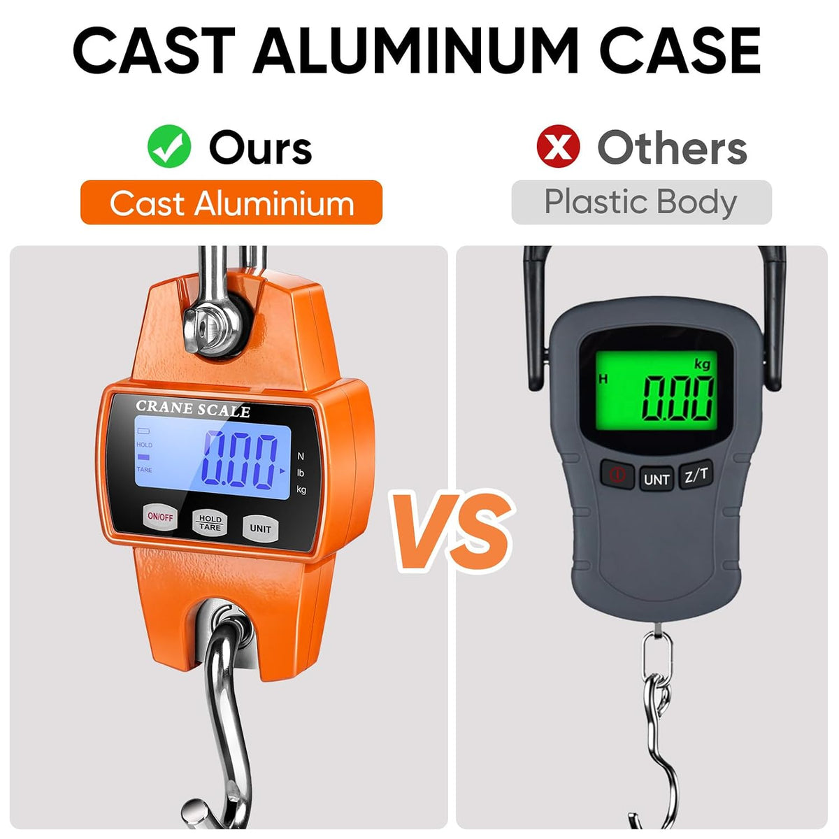 660lb Digital Hanging Scale, Aluminum Crane Scale with Hooks
