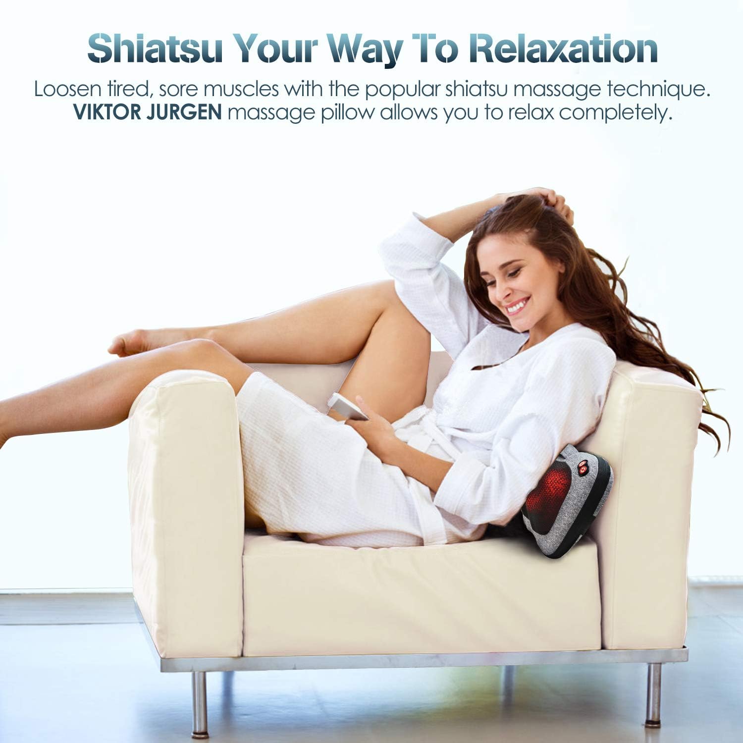 Fathers Day Dad Gifts, Shiatsu Back Massager with Heat – Deep Tissue Massage for Neck, Shoulder, Back Pain Relief