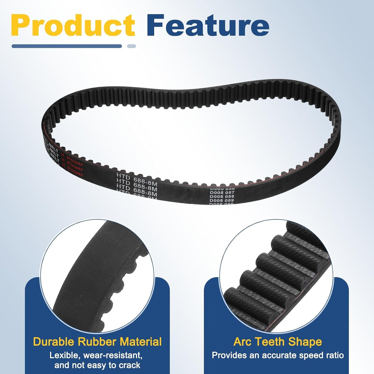 uxcell 688-8M-20 Timing Belt, 688mm Pitch Circumference x 20mm Width x 6mm Height, 8mm Pitch, 86 Teeth, Black Rubber Synchronous Belt