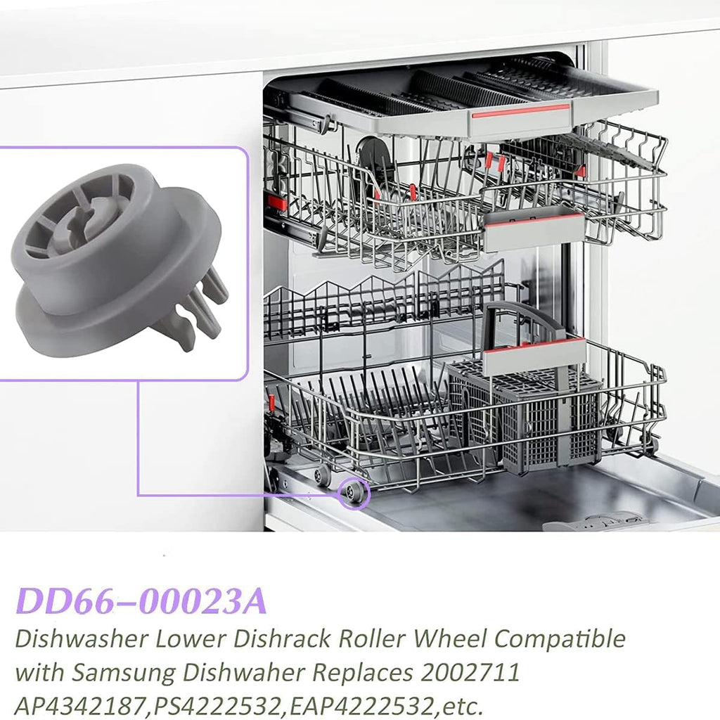 8-Pack DD66-00023A For Samsung Dishwasher Parts Rollers Bottom Rack Wheels - For Samsung Dishwasher Replacement Part DD61-00222A 2002711, AP4342187, PS4222532 (8)