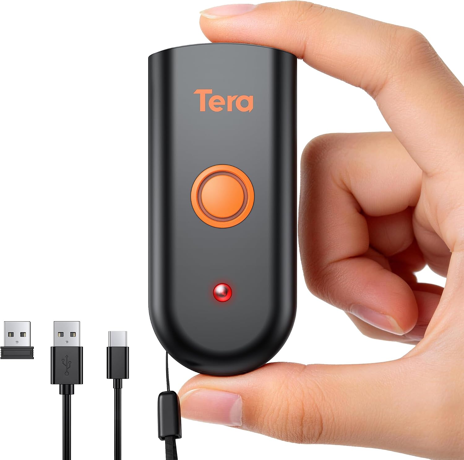 Barcode Scanner 2D Portable Wireless: BT 2.4G USB Pocket Reader, 1200 | IP66, 1.4oz Mini Size, 640*480 CMOS Rolling