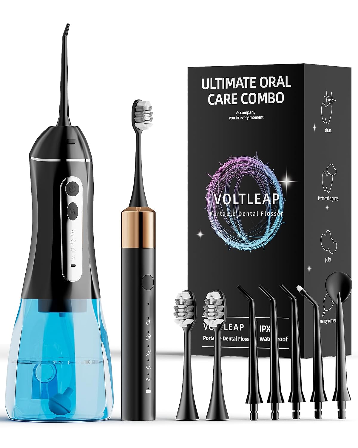 Electric Toothbrush with Water Flosser for Teeth, Sonic Electric Toothbrush and Electric Floss for Adults and Kids