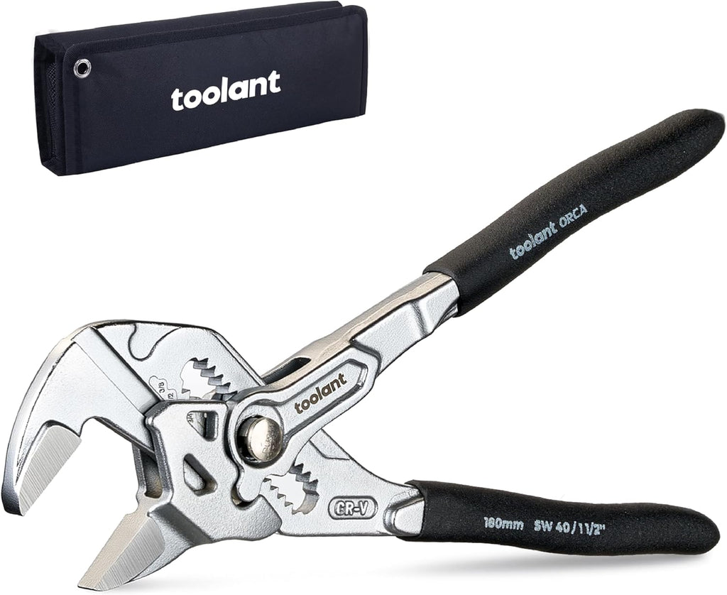 7-Inch Chrome Plated Pliers Wrench, CR-V Adjustable Wrench with Anti-Rust Coating, Smooth Parallel Jaws, Rubber