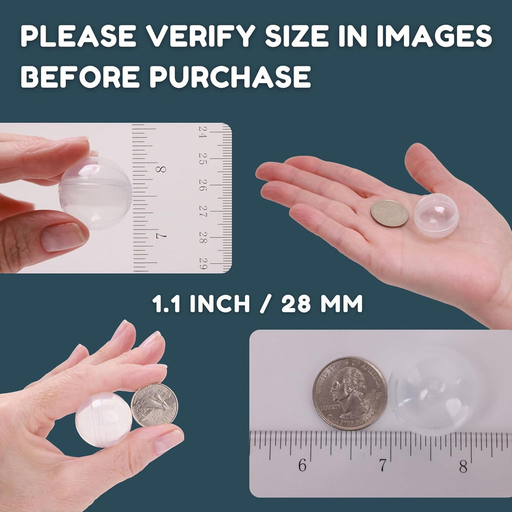Capsule Vending Machine Round 50 pcs 1.1 inch (28mm) - Gumball Machine Capsules Bulk Clear Container - Easter Basket
