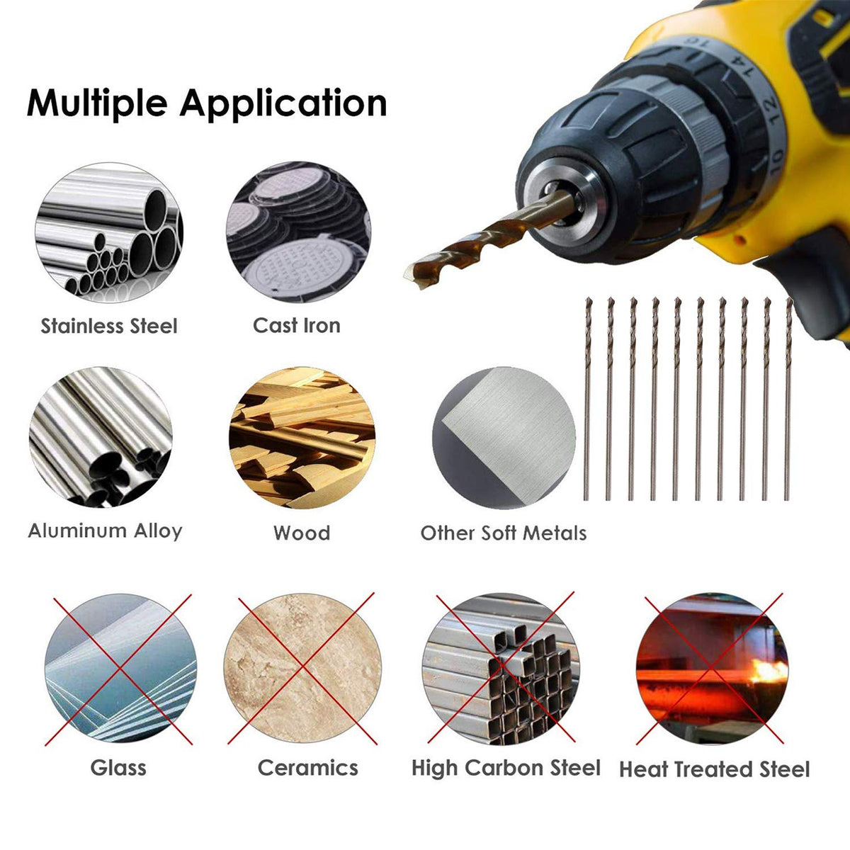 10PCS 1mm Twist Drill Bit Set,High Speed Steel Cobalt Drill Bit