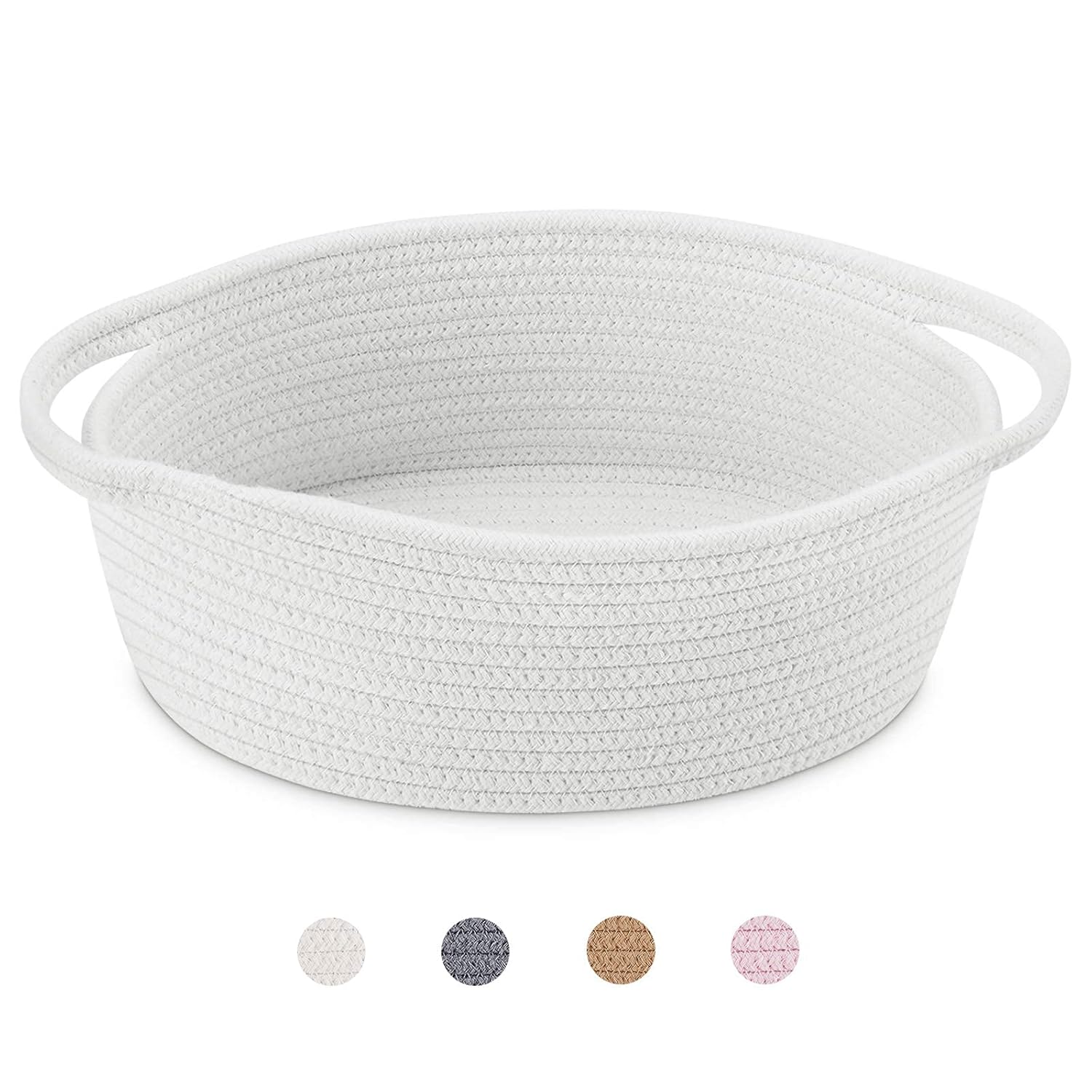 Small Woven Baskets, 12"x8"x5" Rope Baby Toy Storage Basket with Handle, Durable Gift Basket Empty for Graduation