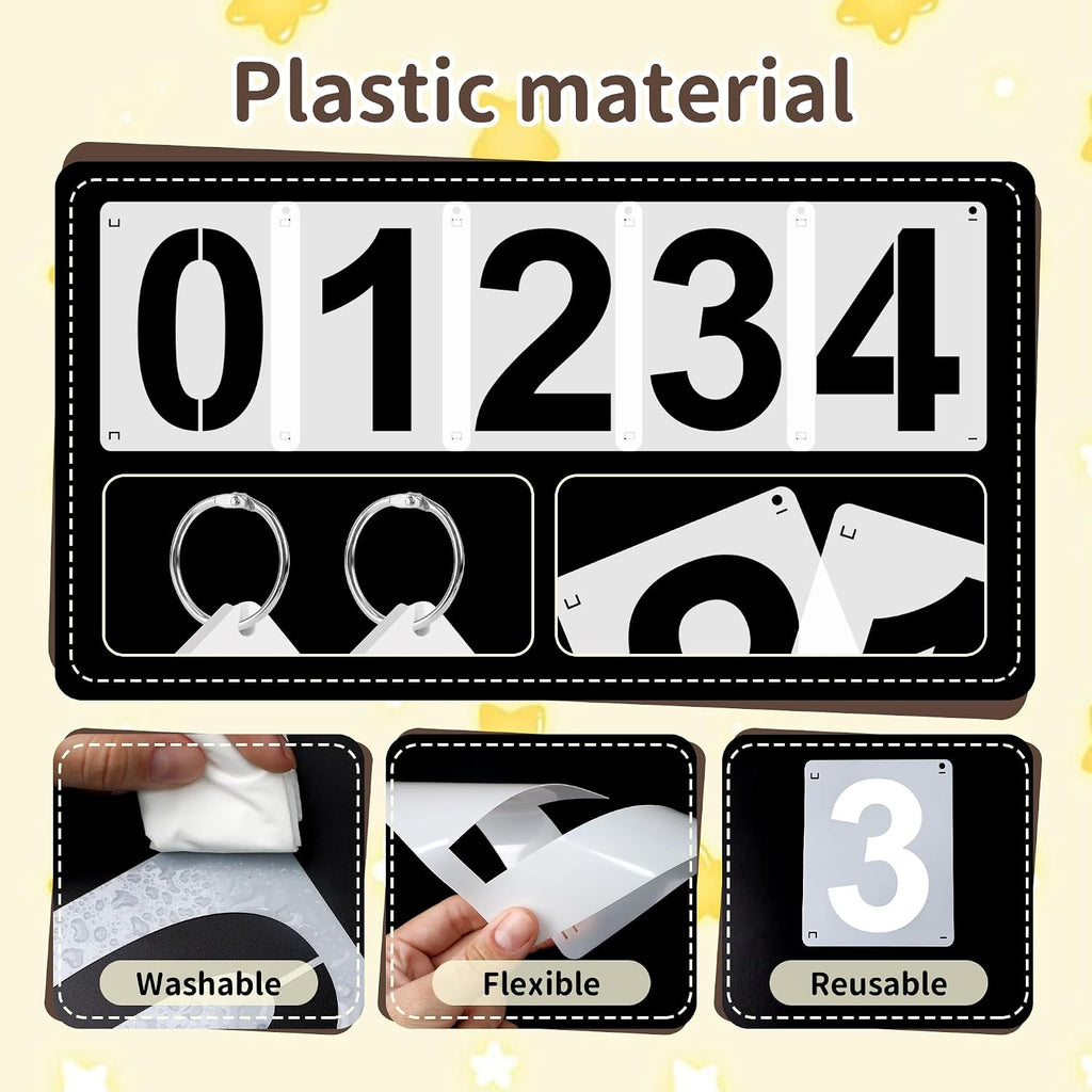 4Inch Number Stencils,10Pcs Plastic Stencils Reusable Curb Stencil Kit | Washable 0-9 Large Number Stencil for