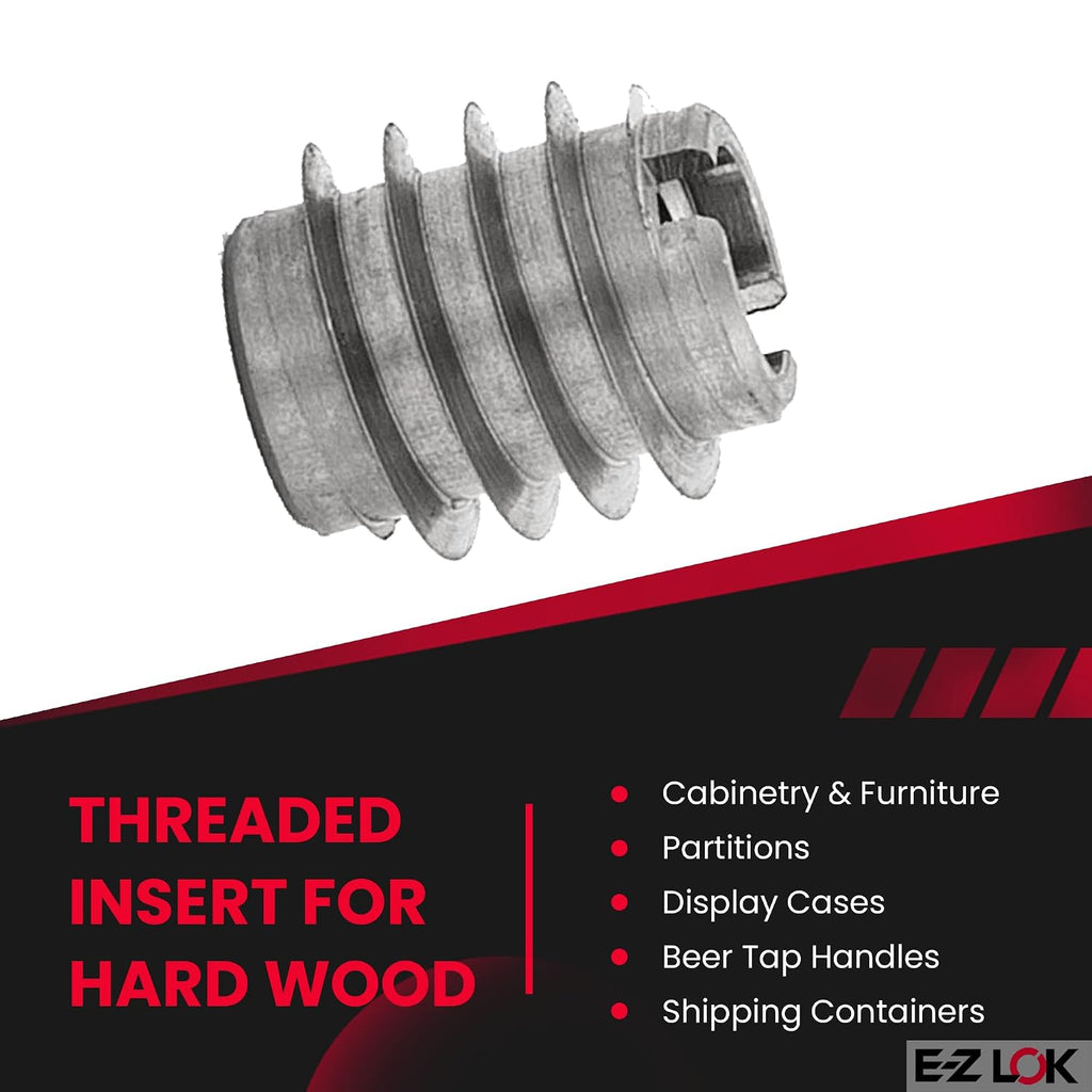 E-Z LOK Knife Thread Insert for Hard Wood, 8-32, 0.375 in, 10 ct