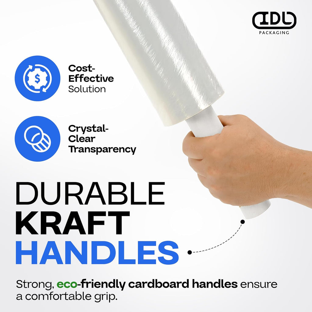 20" x 1000' 80G Hand Stretch Wrap Rolls with Handles, 4-Pack
