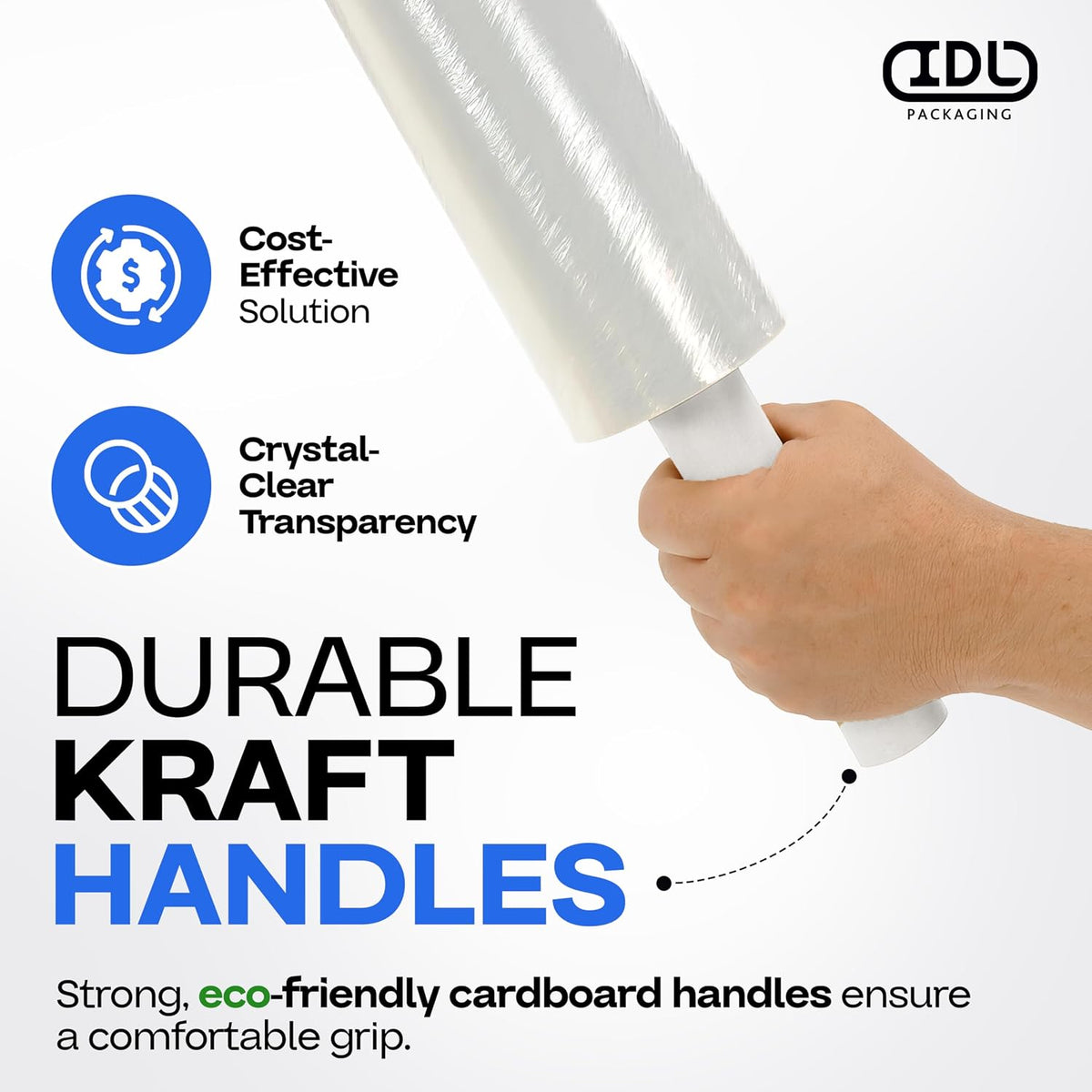 20" x 1000' 80G Hand Stretch Wrap Rolls with Handles, 4-Pack