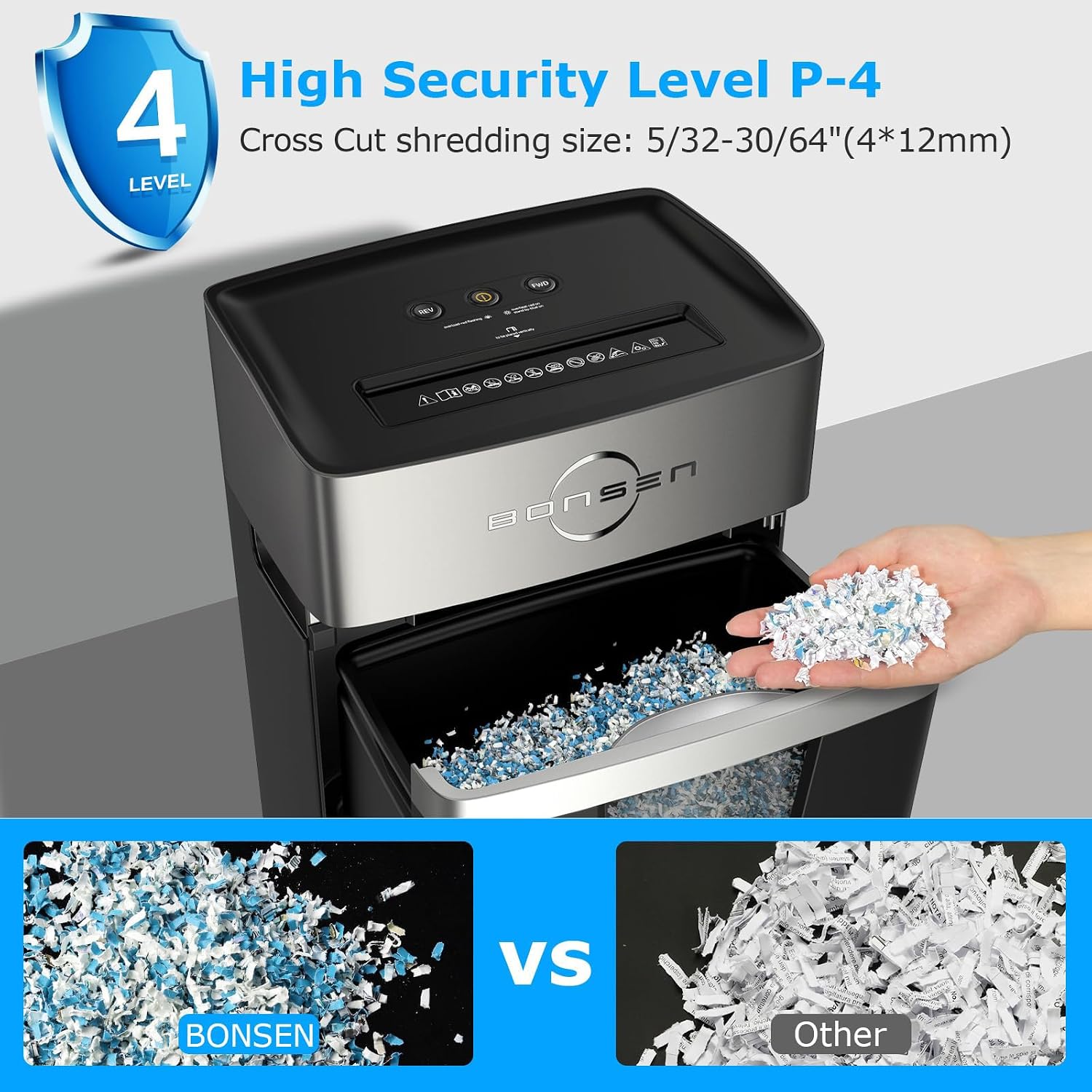 12-Sheet Cross Cut Paper Shredder for Home Office Use | 40-Min Running Time, 55 dB Ultra-Quiet with Anti-Jam