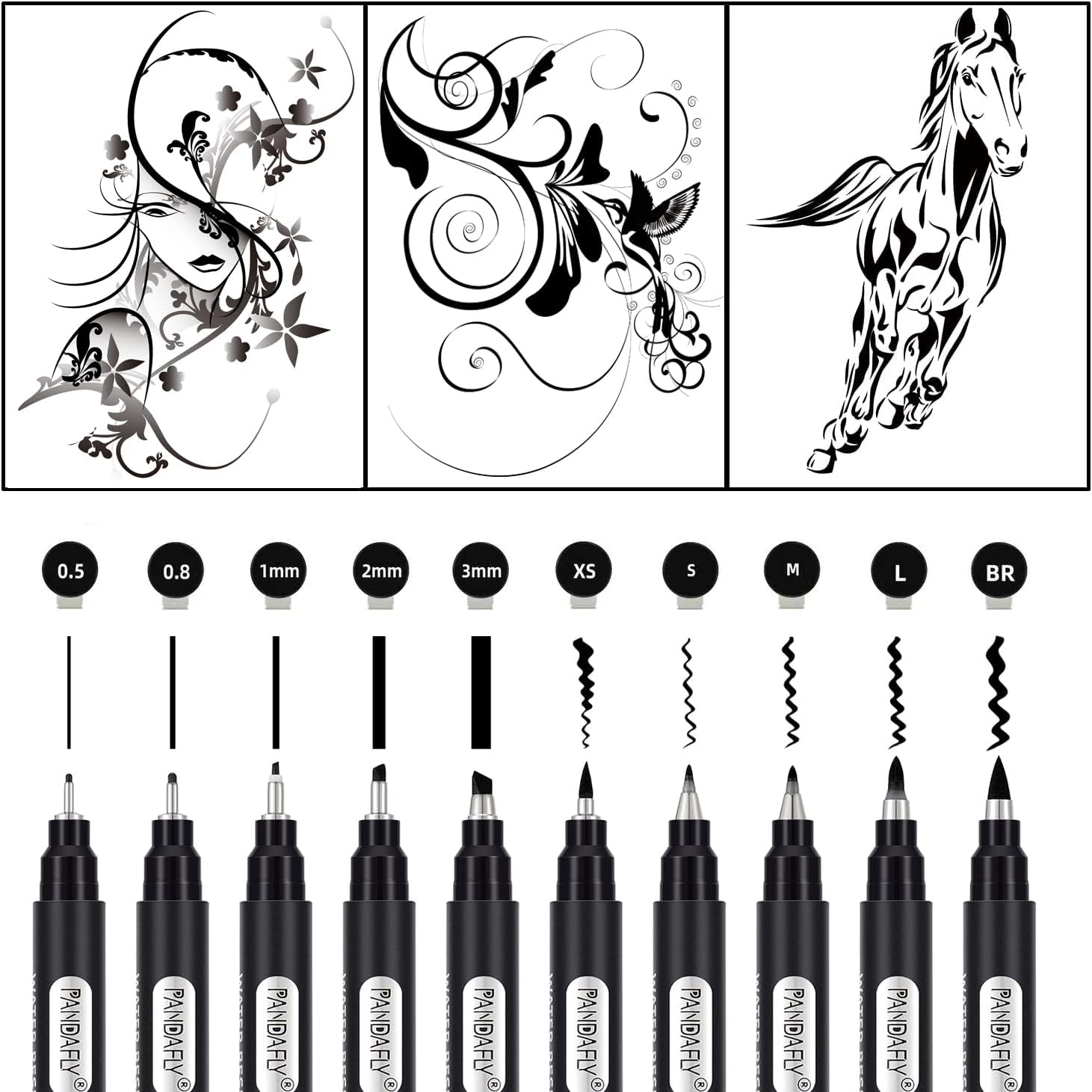 Calligraphy Pen, 10 Size Calligraphy Pens for Writing, Brush Pens Calligraphy Set for Beginners, Hand Lettering Pen