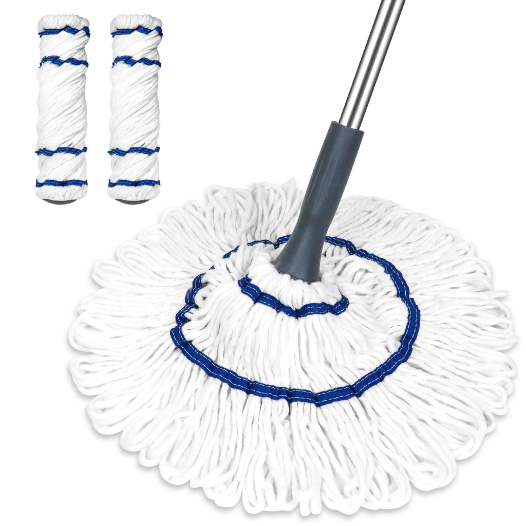 Self-Wringing Twist Cotton Mop with 2 Reusable Heads