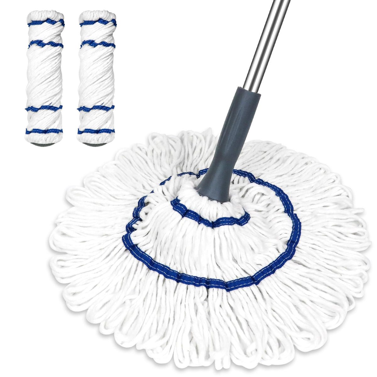 Self-Wringing Twist Cotton Mop with 2 Reusable Heads