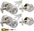 2 Set All Keyed Same Entry Door Knobs and Single Cylinder Deadbolt Combo Set for Entrance and Front Door, Keyed Alike