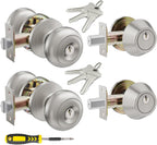 2 Set All Keyed Same Entry Door Knobs and Single Cylinder Deadbolt Combo Set for Entrance and Front Door, Keyed Alike