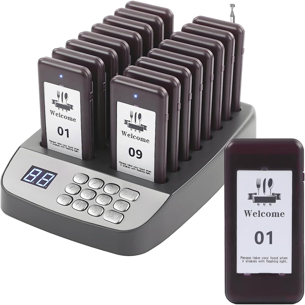 Restaurant Pager System, 16 Pagers, Wireless Paging System