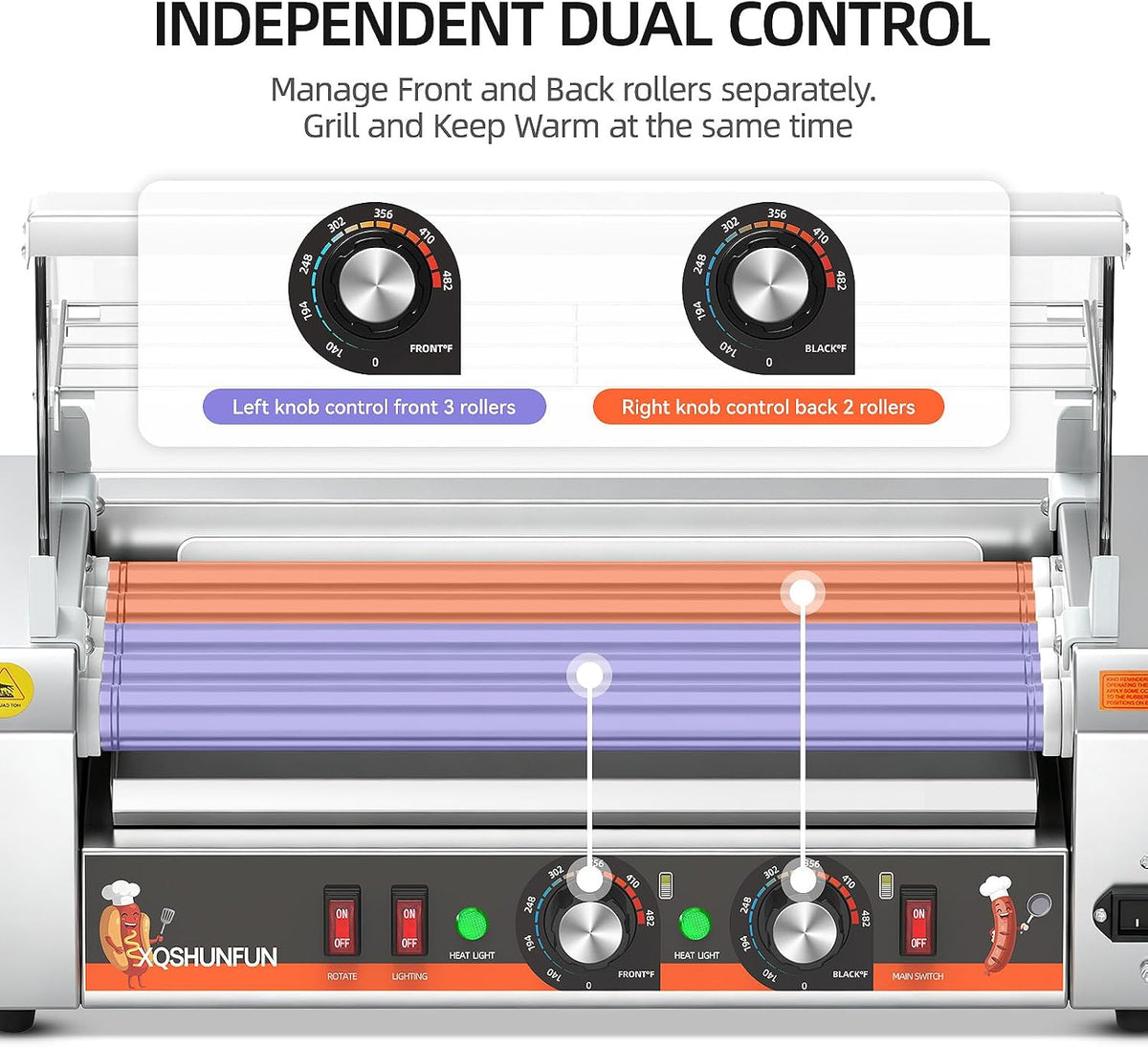 Commercial Hot Dog Roller Machine, 5 Rollers