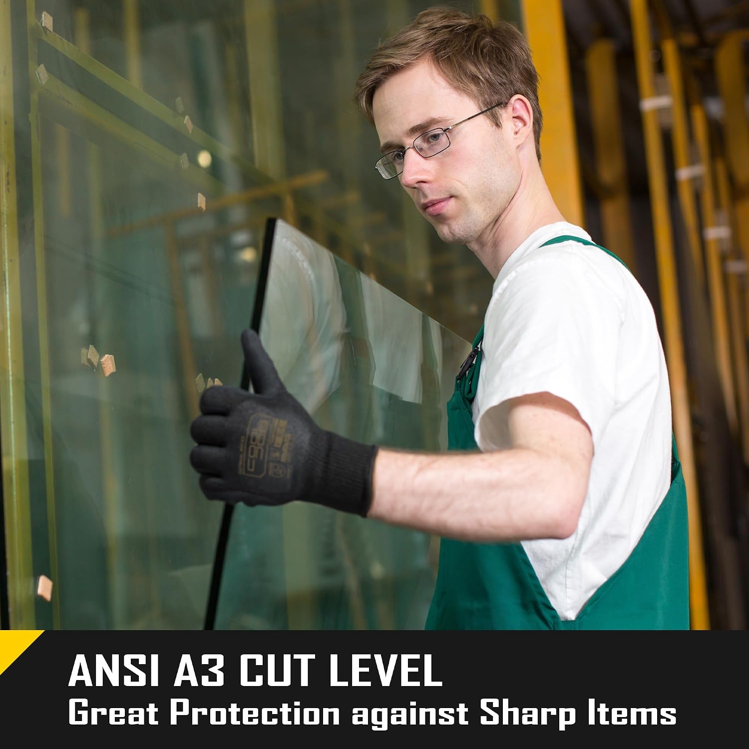 A3 Cut Resistant Safety Work Gloves with Nitrile Grip, Touchscreen & Flexible for Gardening Fishing Construction