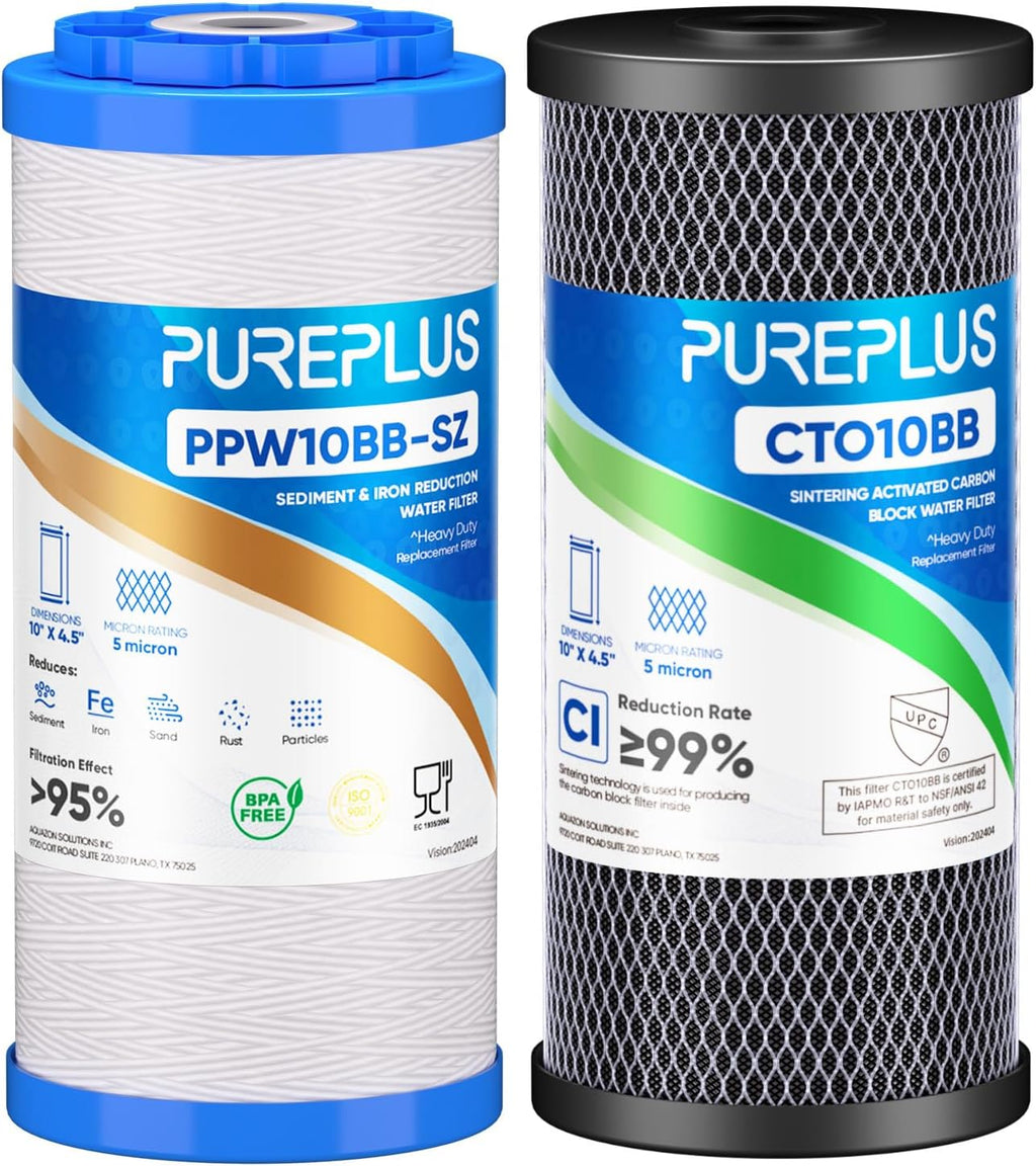 10"x4.5" Whole House Water Filter Kit, String Wound & Carbon