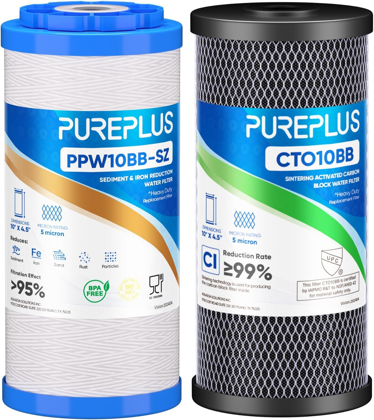 10"x4.5" Whole House Water Filter Kit, String Wound & Carbon