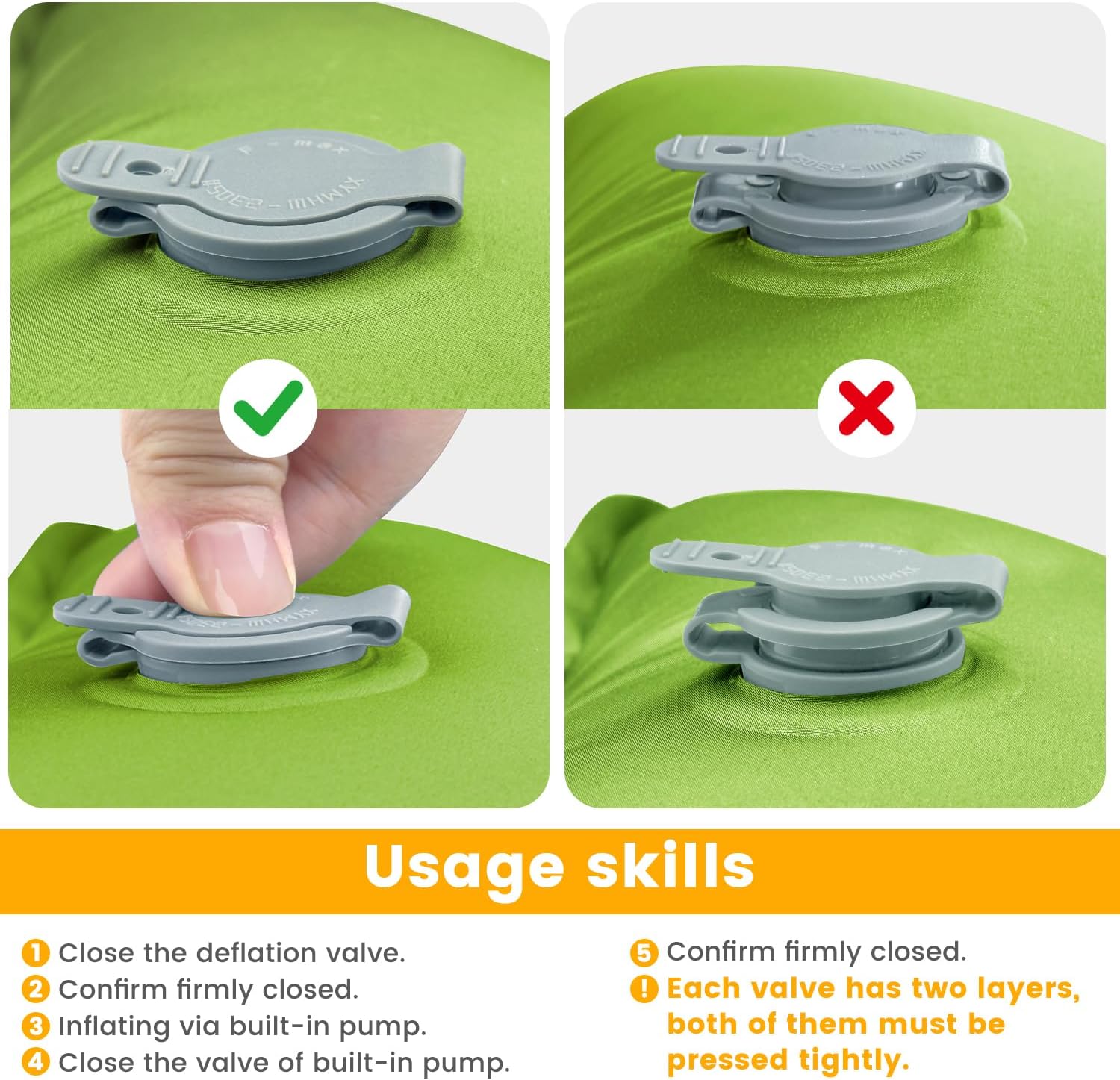 4in Ultralight Camping Sleeping Pad with Pillow and Foot Pump | Wide Compact Inflatable Camping Mat for Travel, Tent