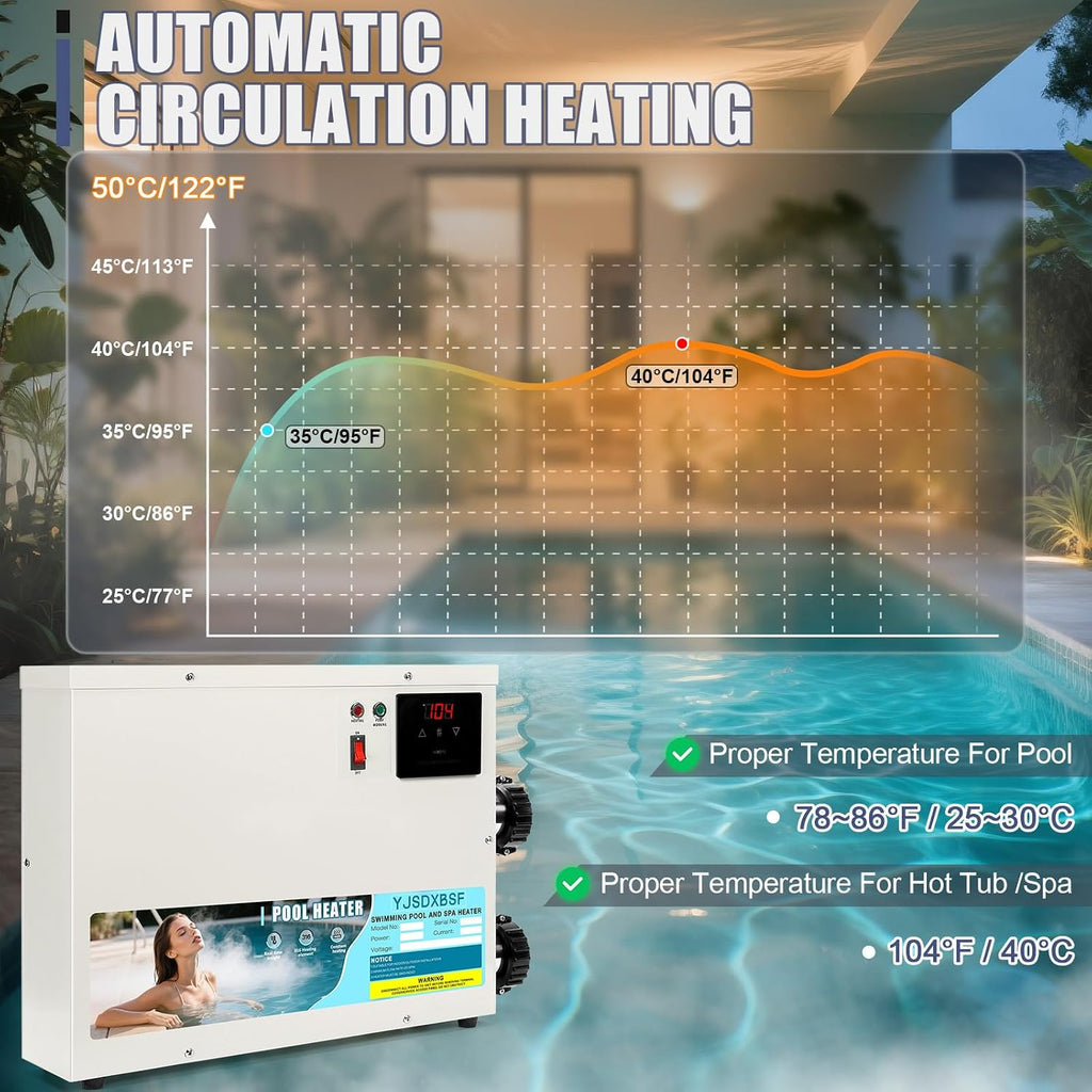 11KW 220V-240V Pool Heater for Above Ground Pools, Hot Tubs & Spa Heater