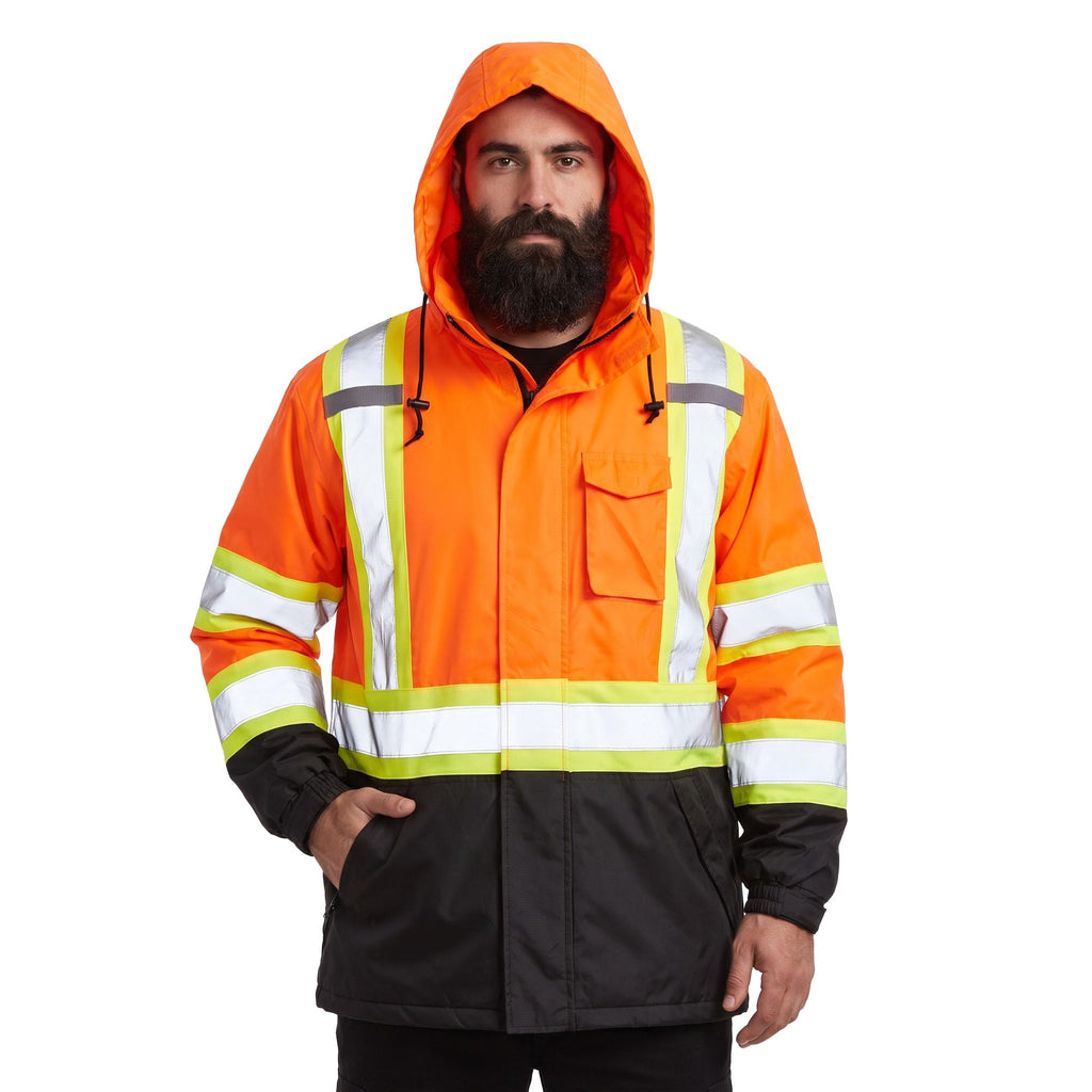 Hi Vis Rain Suit, ANSI Class 3 Rain Coat For Men Waterproof