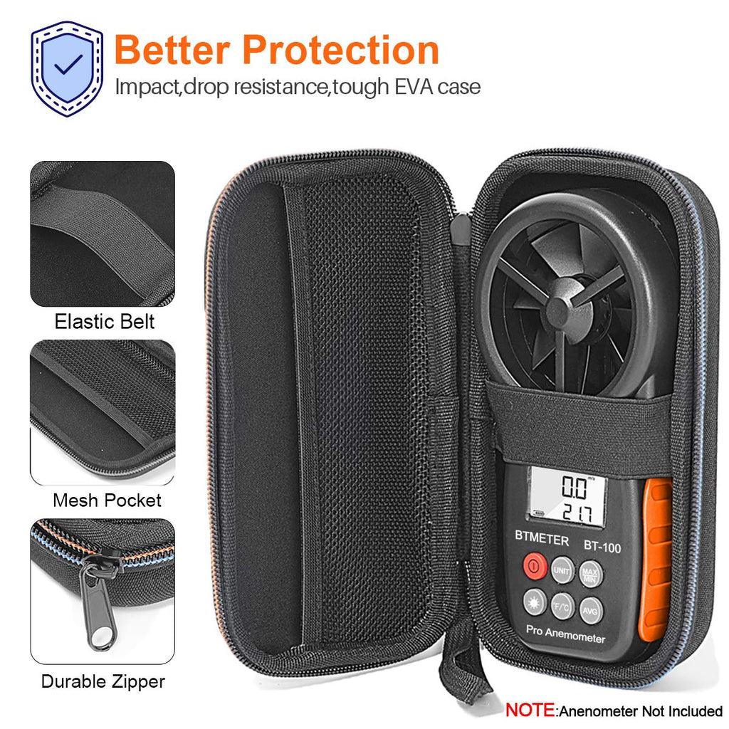 BTMETER Hard Travel Case Bag for Protect BT-100 Series Handheld Anemometer