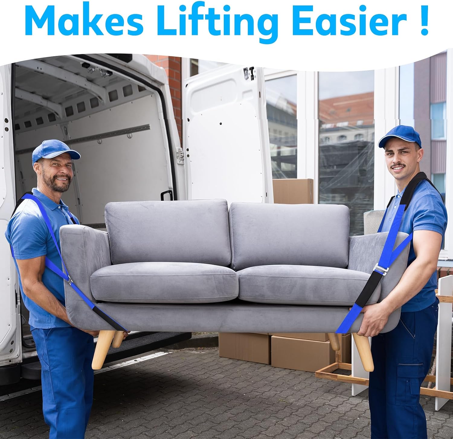 Moving Straps for Lifting Heavy Furniture: 2-Person Shoulder Lifting System | Up to 800 lb capacity, wide padded