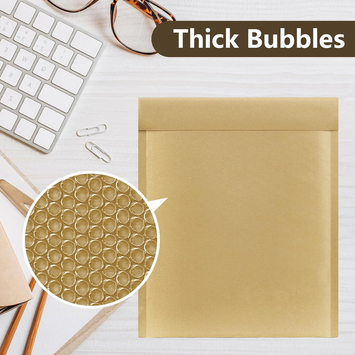 Natural Kraft Bubble Mailer 8.5x12" 25 Pack Usable Size 8.5x11" Brown