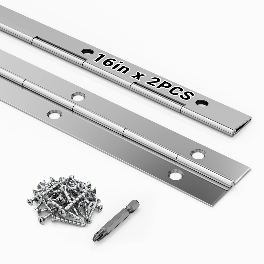 2 pcs Continuous Piano Hinges,16"x1.2",0.047 inch Leaf Thickness