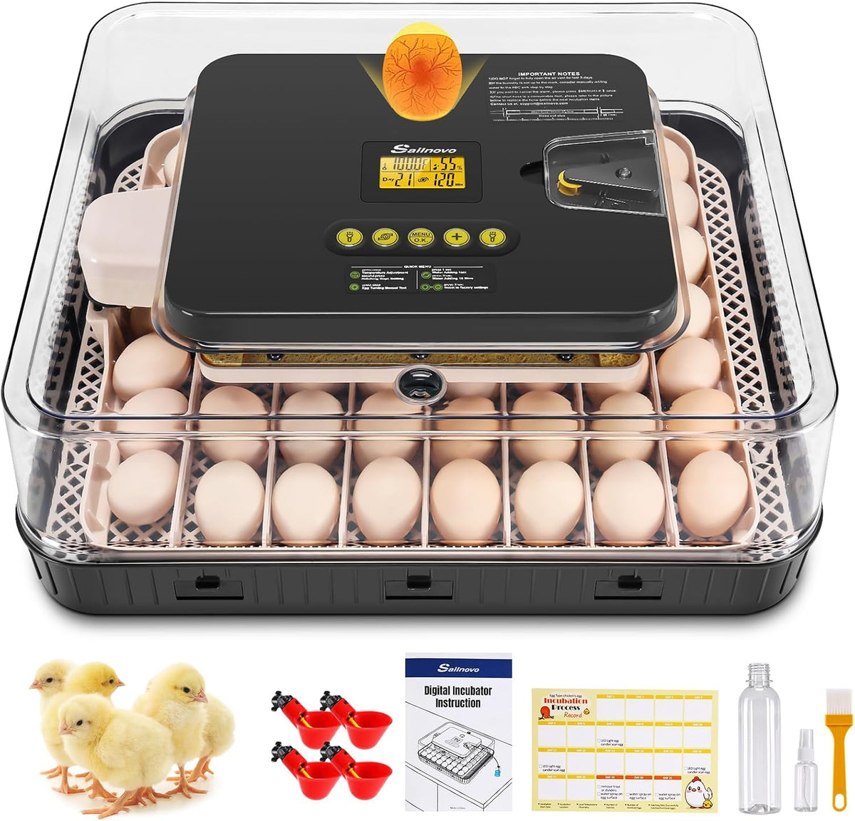 56 Egg Incubator for Hatching Eggs with Automatic Egg Turning Gray