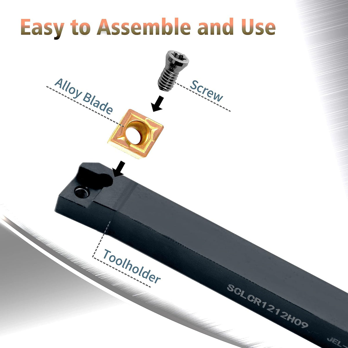 Lathe Turning Holders Threading Holder - Metal Lathe Cutting Tools 1/2" SCLCL1212H09+1/2" SCLCR1212H09 Threading Tools+10pcs Indexable Carbide Inserts Golden for Lathe Tools