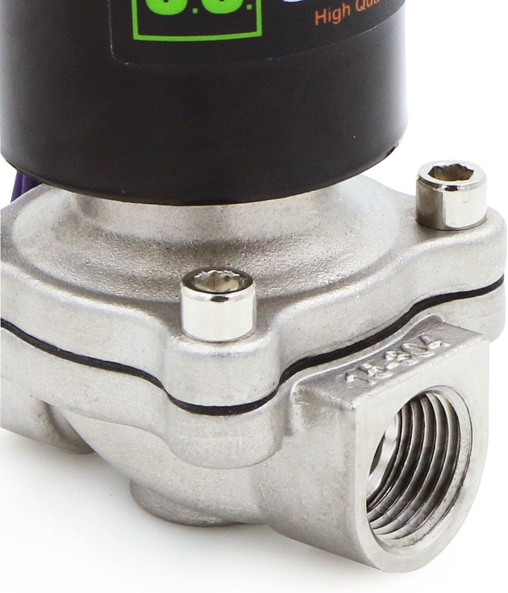 U.S. Solid 1/2" Stainless Steel Electric Solenoid Valve 12V DC Normally Closed