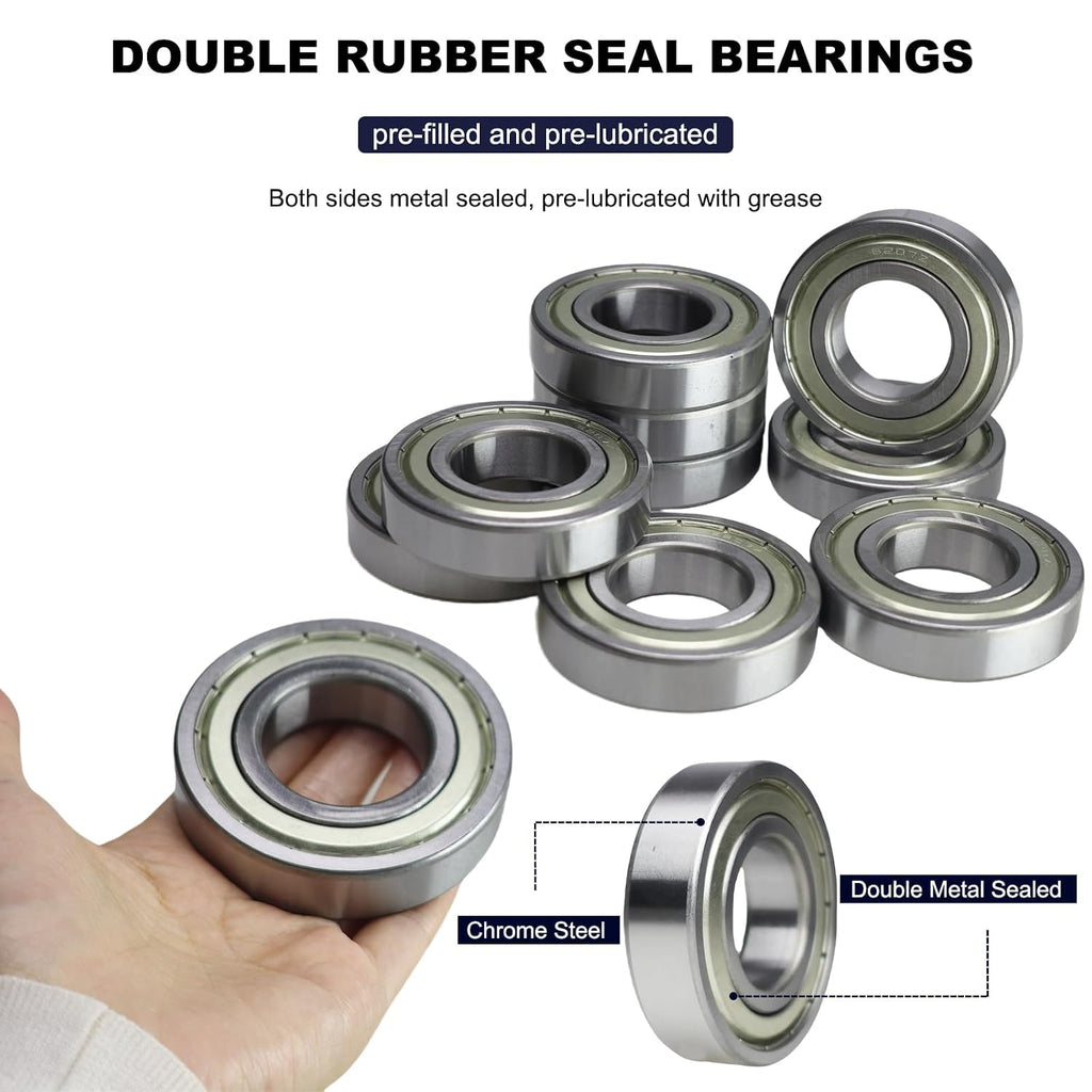 10 PCS 6207-ZZ Double Metal Seal Deep Groove Ball Bearings, Pre-Lubricated and Stable Performance and Cost Effective Bearings (6207 ZZ)