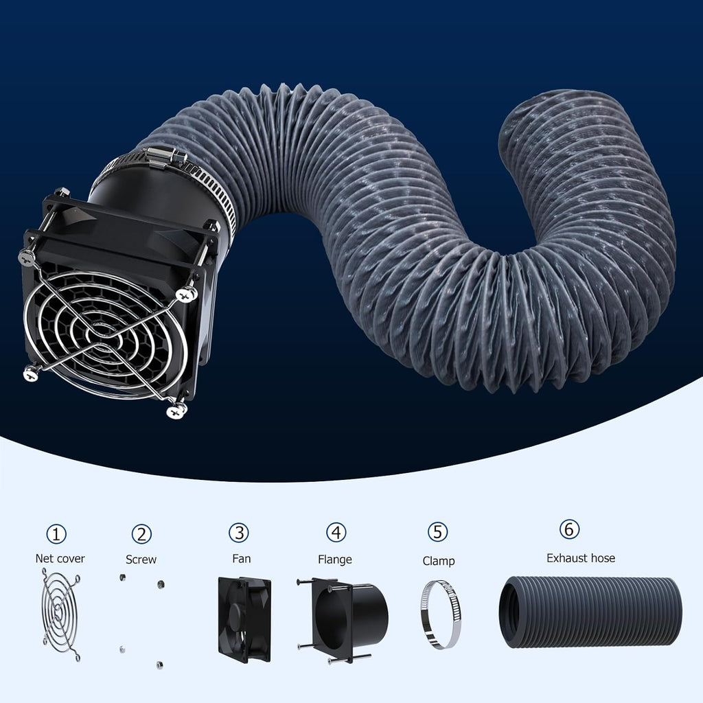 Fan Fume Extraction Kit for 3D Printer Enclosure, Exhaust Pipe with Low Noise Exhaust Fan, Efficient Ventilation
