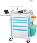 5-Tier Medical Storage Crash Cart with 4 Silent Wheels & 2 Trash Cans, Mobile Medical Utility Cart with Adjustable IV