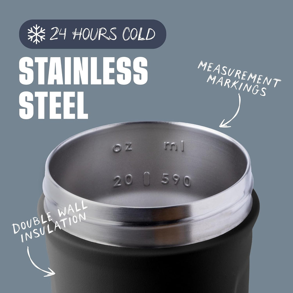 Sport Flip Stainless Steel Shaker Bottle 24 oz Black