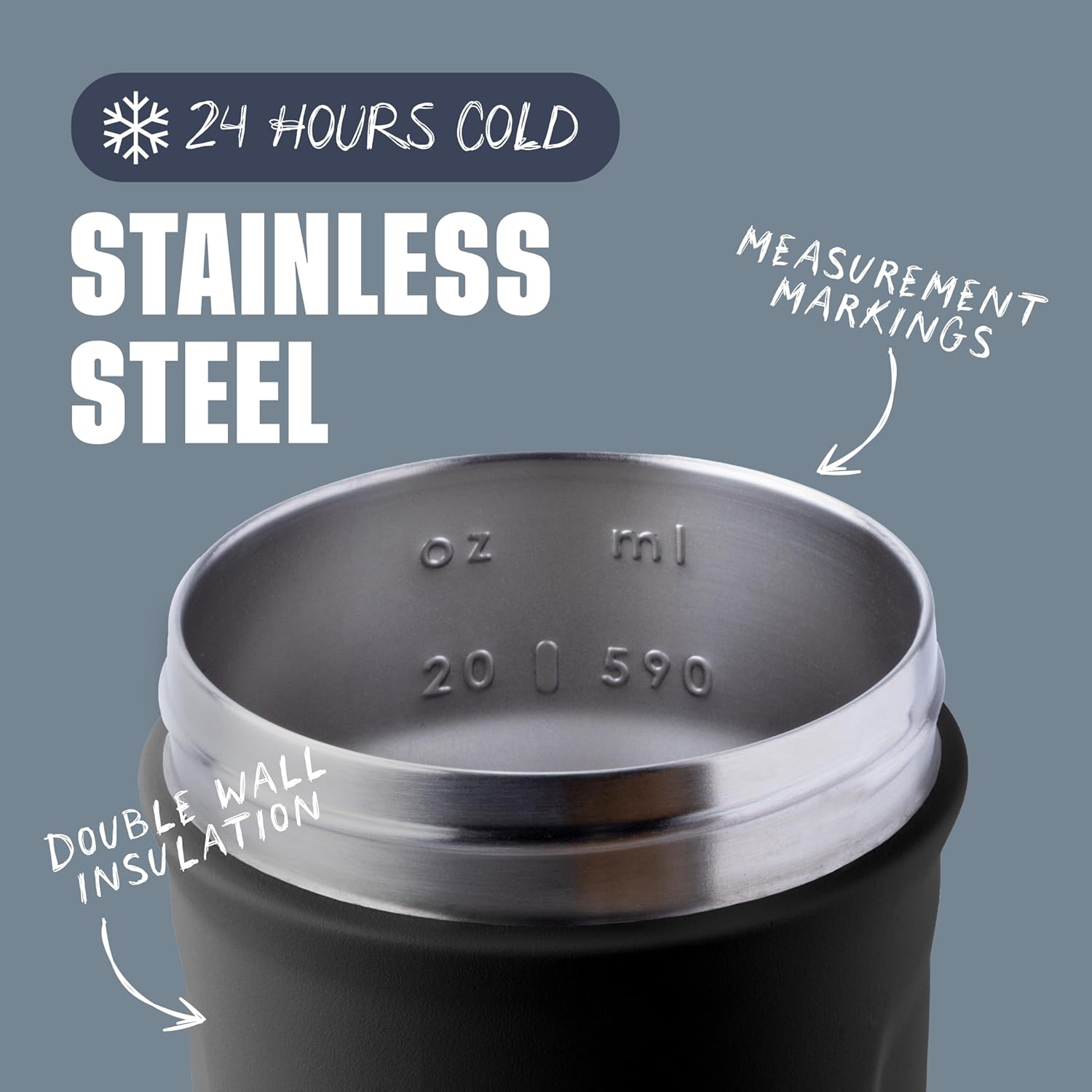 Sport Flip Stainless Steel Shaker Bottle 24 oz Black