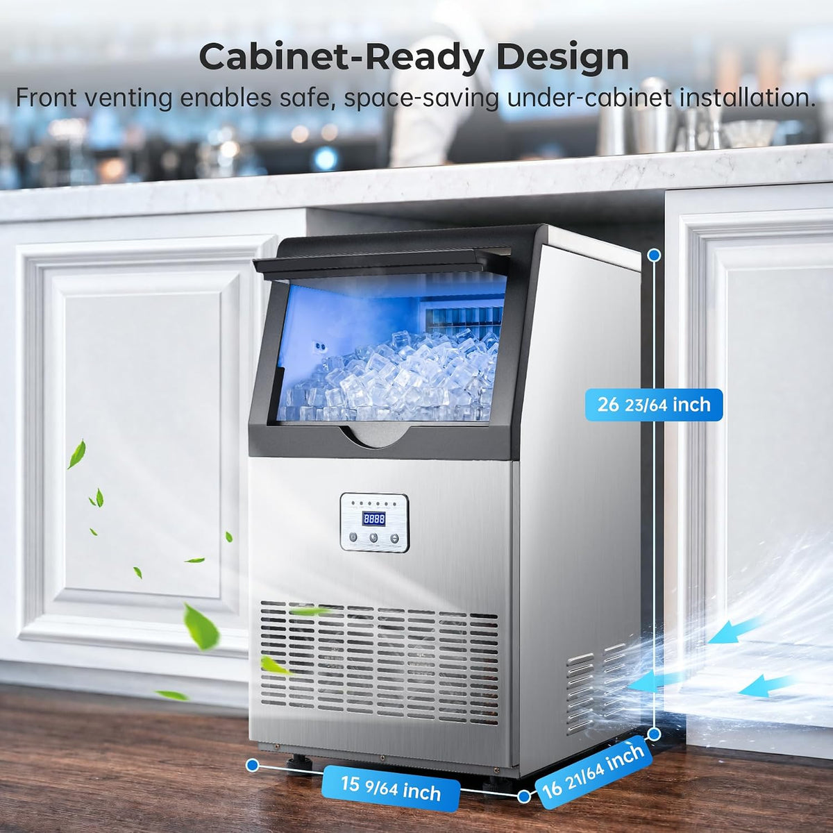110LBS/24H Commercial Ice Maker Machine Under Counter/Freestanding