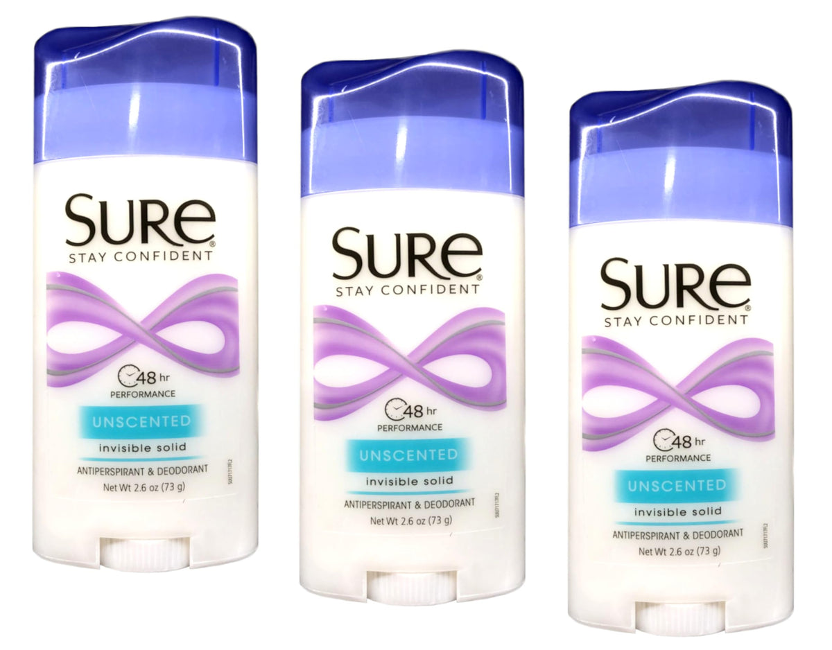 Deodorant 2.6oz Invisible Solid Unscented (Pack of 3)