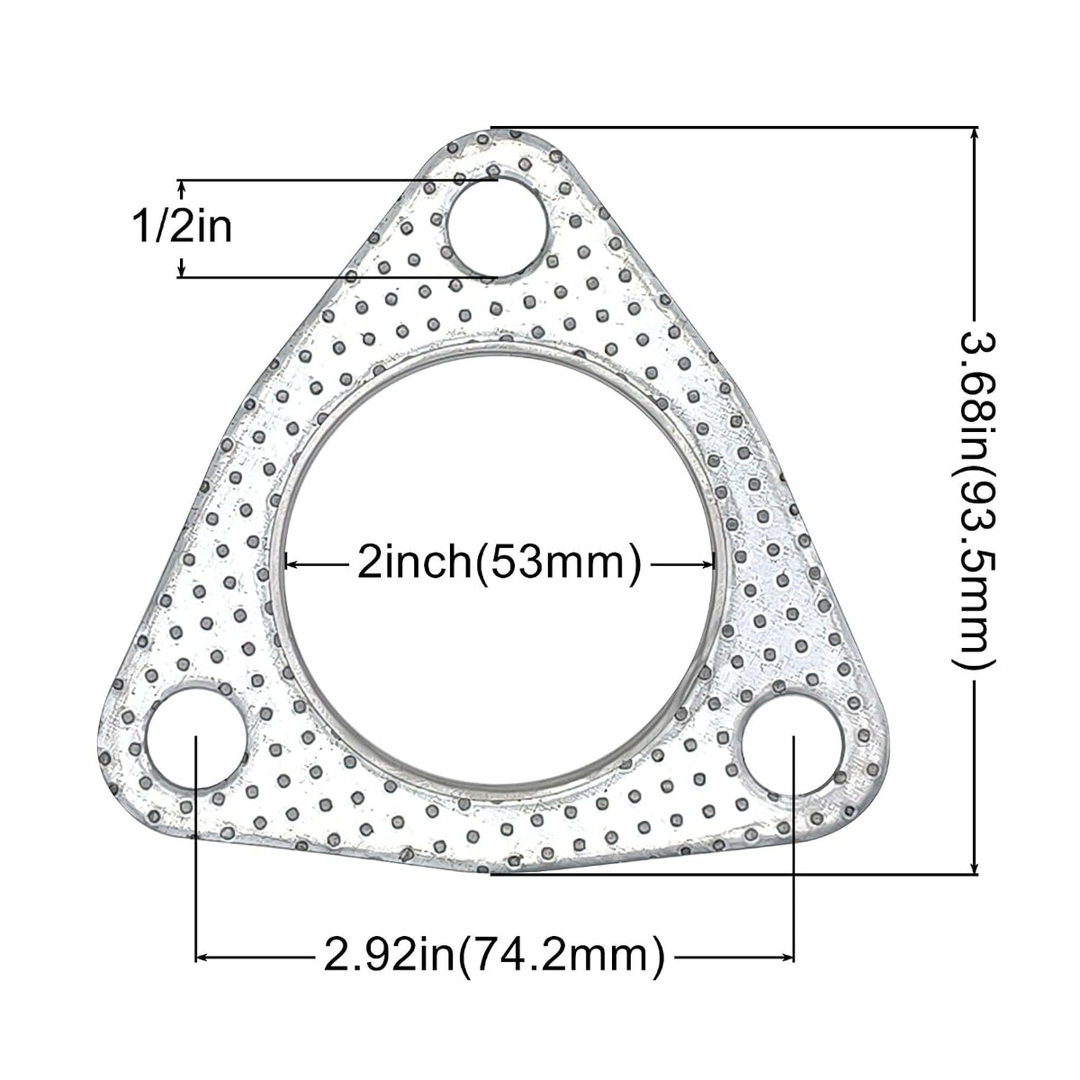 2 Inch Exhaust Gasket 3-Bolt Flange 53mm Graphite w/Fire Ring 2 Pcs