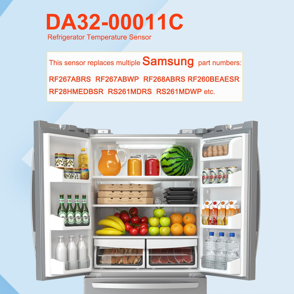 DA32-00011C Refrigerator Temperature Sensor Replacement for Samsung Fridge, Replaces AP4140984 PS4138596 2030286 RF267ABRS RF267ABWP RF268ABRS RF260BEAESR RF28HMEDBSR RS261MDRS RS261MDWP (1)