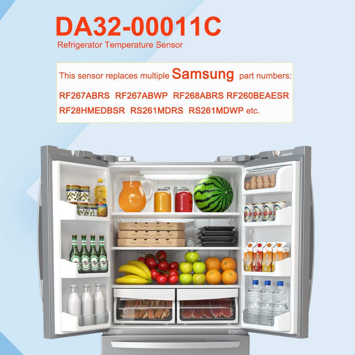 DA32-00011C Refrigerator Temperature Sensor Replacement for Samsung Fridge, Replaces AP4140984 PS4138596 2030286 RF267ABRS RF267ABWP RF268ABRS RF260BEAESR RF28HMEDBSR RS261MDRS RS261MDWP (1)