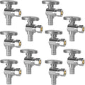 10 Pack Angle Stop Valve, Water Shut Off Valve 1/2" PEX x 3/8" OD Compression, Quarter Turn Chrome Plated Brass Valve