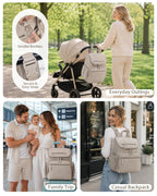 Diaper Bag Backpack with Changing Pad and Insulated Pockets, Camel