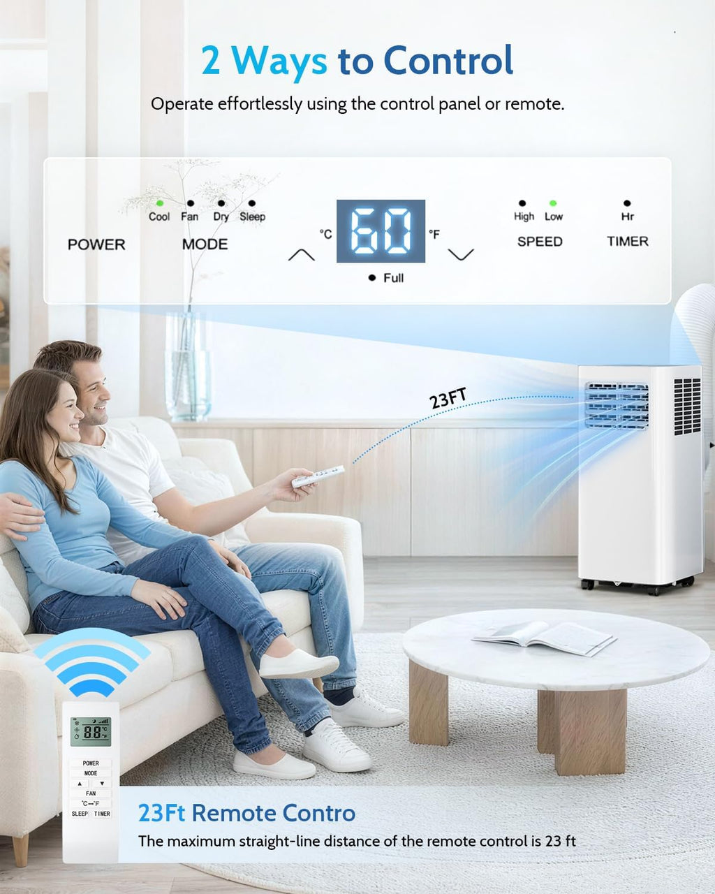 8,000 BTU Portable Air Conditioners - Cools 350 Sq.Ft, 3-in-1 Portable AC with Remote Control/Sleep Mode/24H Timer